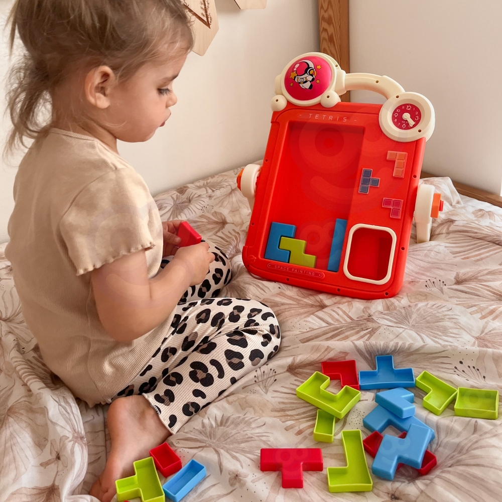 Dvipusė piešimo lenta Tetris žaidimas WOOPIE 2in1 Oranžinė