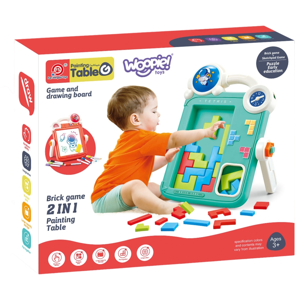 Dvipusė piešimo lenta Tetris žaidimas WOOPIE 2in1 Oranžinė