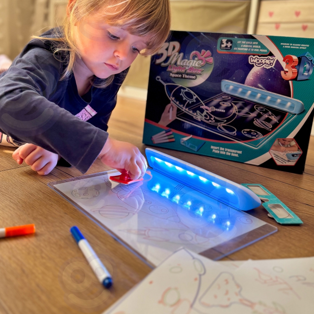 Magnetinė piešimo lenta su LED apšvietimu WOOPIE 3D-Žaislai, Lavinamieji žaislai, Molbertai, piešimo lentos-e-vaikas