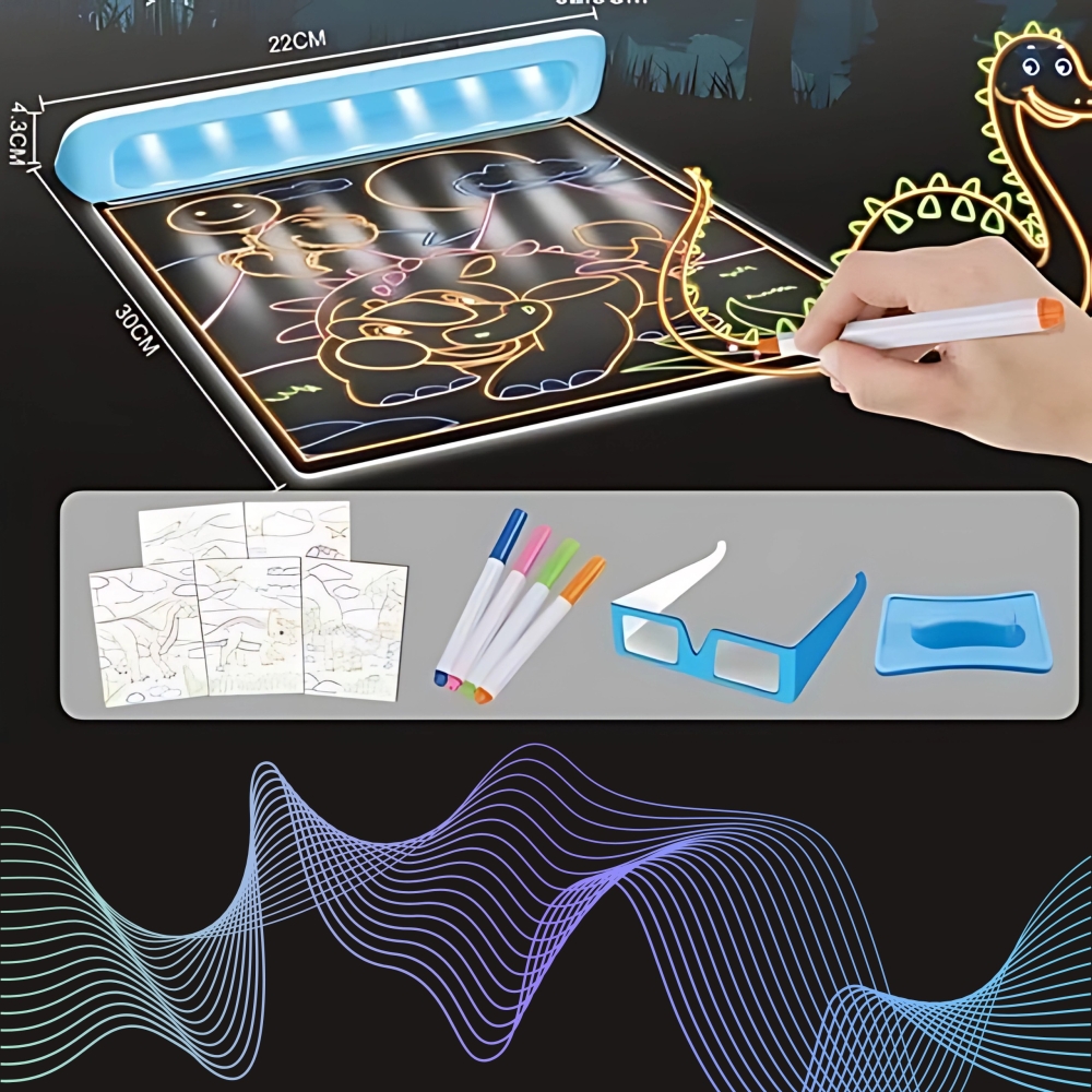Magnetinė piešimo lenta su LED apšvietimu WOOPIE 3D-Žaislai, Lavinamieji žaislai, Molbertai, piešimo lentos-e-vaikas