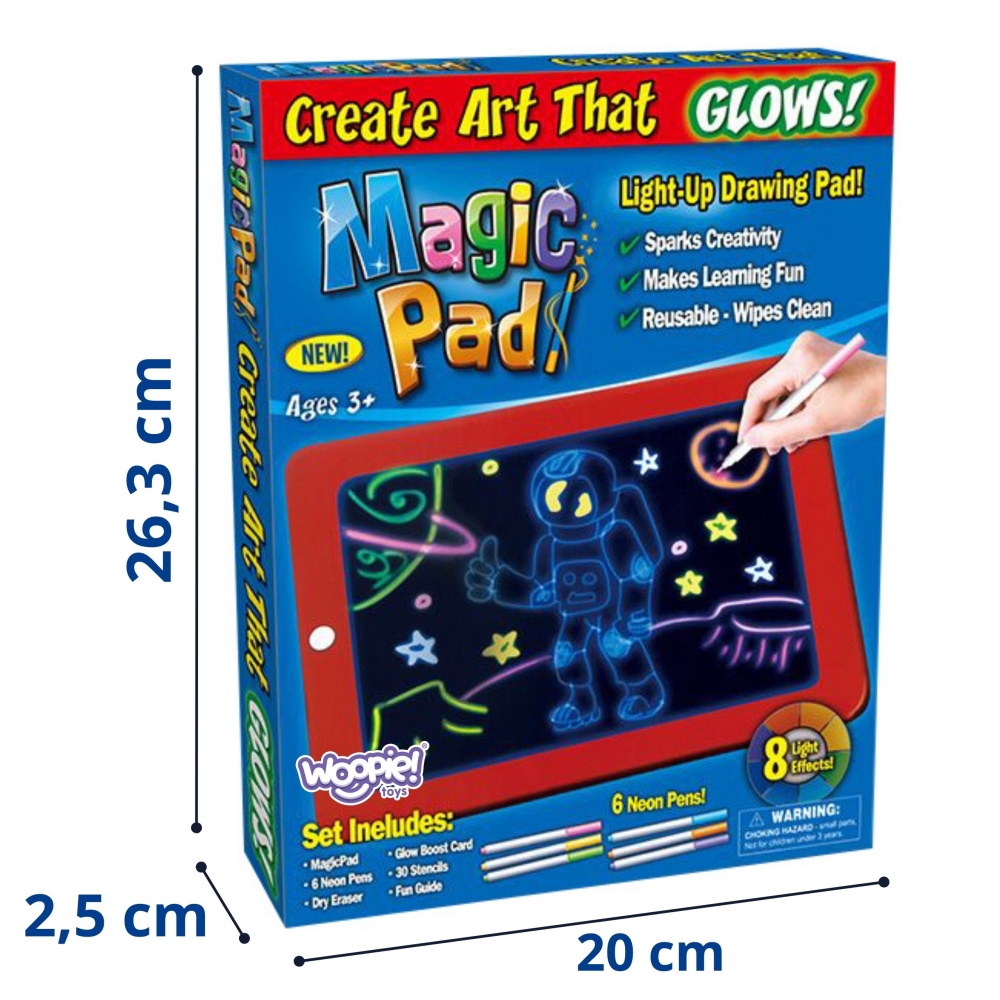 Piešimo planšetė WOOPIE Magic neoninių spalvų-Žaislai, Lavinamieji žaislai, Molbertai, piešimo lentos-e-vaikas