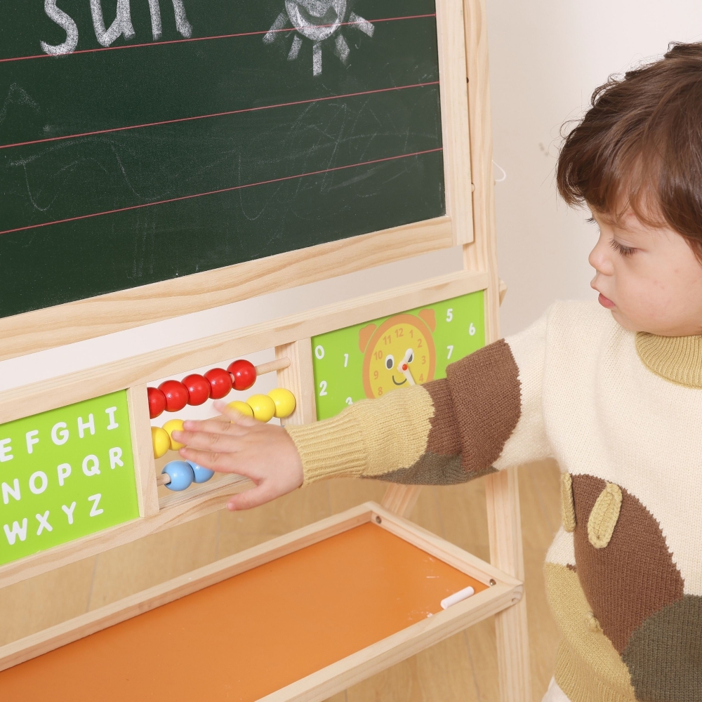 Medinė mokomoji lenta 2in1 VIGA-Žaislai, Lavinamieji žaislai, Molbertai, piešimo lentos-e-vaikas