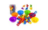 WOOPIE Gra Edukacyjna Montessori Sorter Kolorów Dinozaury 56 el.