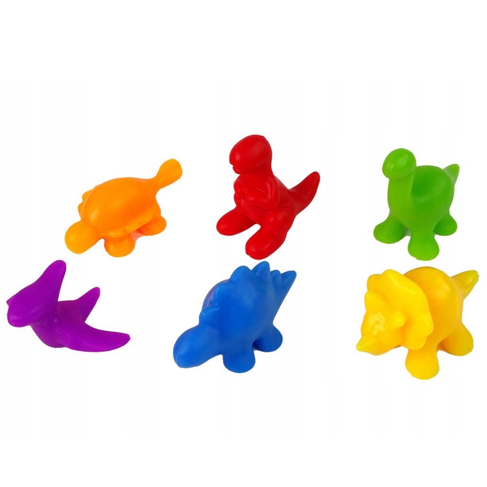 Edukacinis žaidimas Montessori WOOPIE Spalvų rūšiuoklė Dinozaurai 56 el.