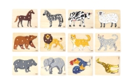 VIGA Wooden Puzzle Set 12 Montessori Animal Puzzles + Stand