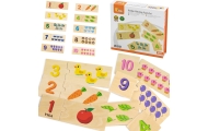 VIGA Wooden Puzzle Set Match Numbers Montessori Puzzle