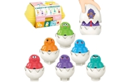 Dėlionė linksmi viščiukai kiaušiniai WOOPIE Montessori Match Shapes 6vnt
