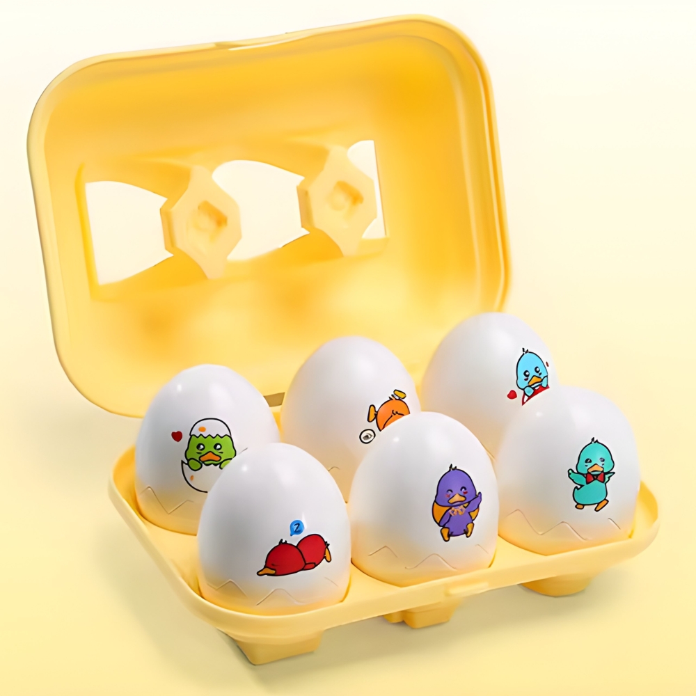 Dėlionė linksmi viščiukai kiaušiniai WOOPIE Montessori Match Shapes 6vnt