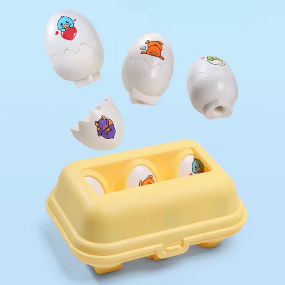 Dėlionė linksmi viščiukai kiaušiniai WOOPIE Montessori Match Shapes 6vnt