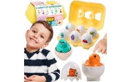 Dėlionė linksmi viščiukai kiaušiniai WOOPIE Montessori Match Shapes 6vnt