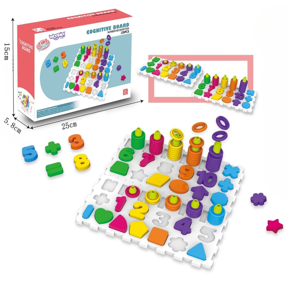 Mokomoji dėlionė "Brain Training" raidės ir skaičiai WOOPIE Montessori 139 el.