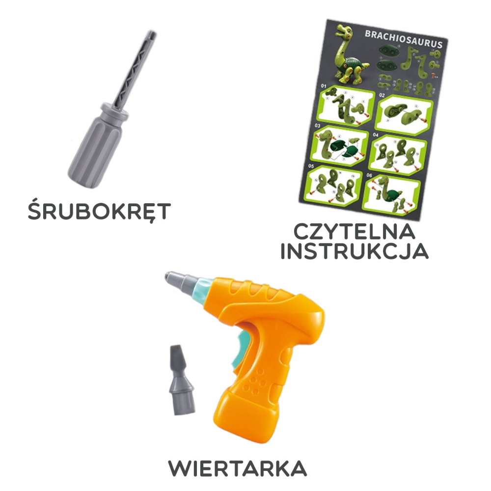 Dinozauro konstruktorius WOOPIE + grąžtas 31 el.-Žaislai, Konstruktoriai, Įvairūs konstruktoriai-e-vaikas