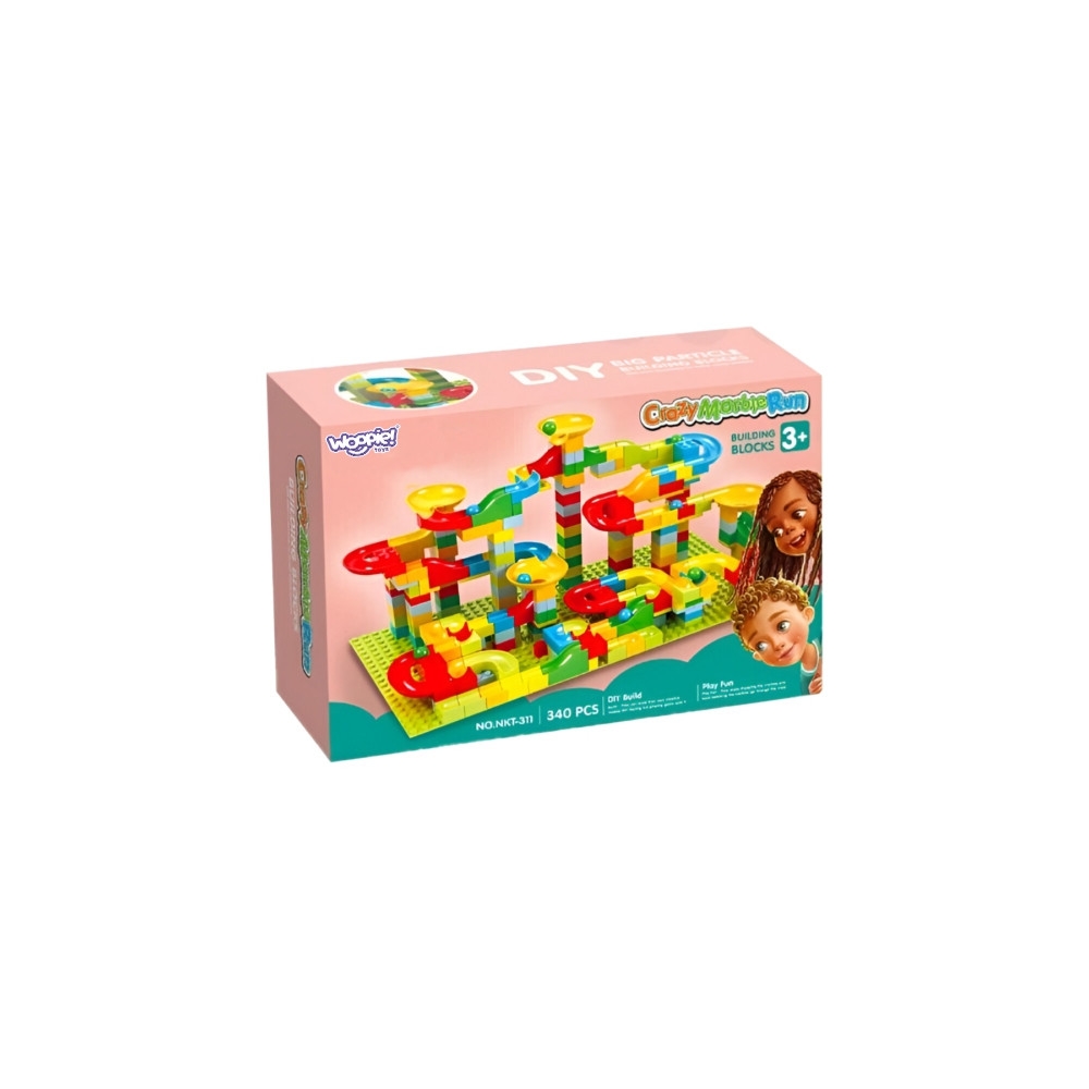 Konstruktorius WOOPIE su kamuoliuko trasa, 340 el.-Žaislai, Konstruktoriai, Lego, statybiniai blokai-e-vaikas