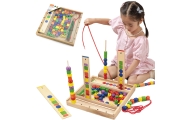 Mediniai loginiai karoliukai VIGA Montessori, 104 el.-Žaislai, Kūdikiams, Mediniai, Žaislai mažyliams (iki 4 m.