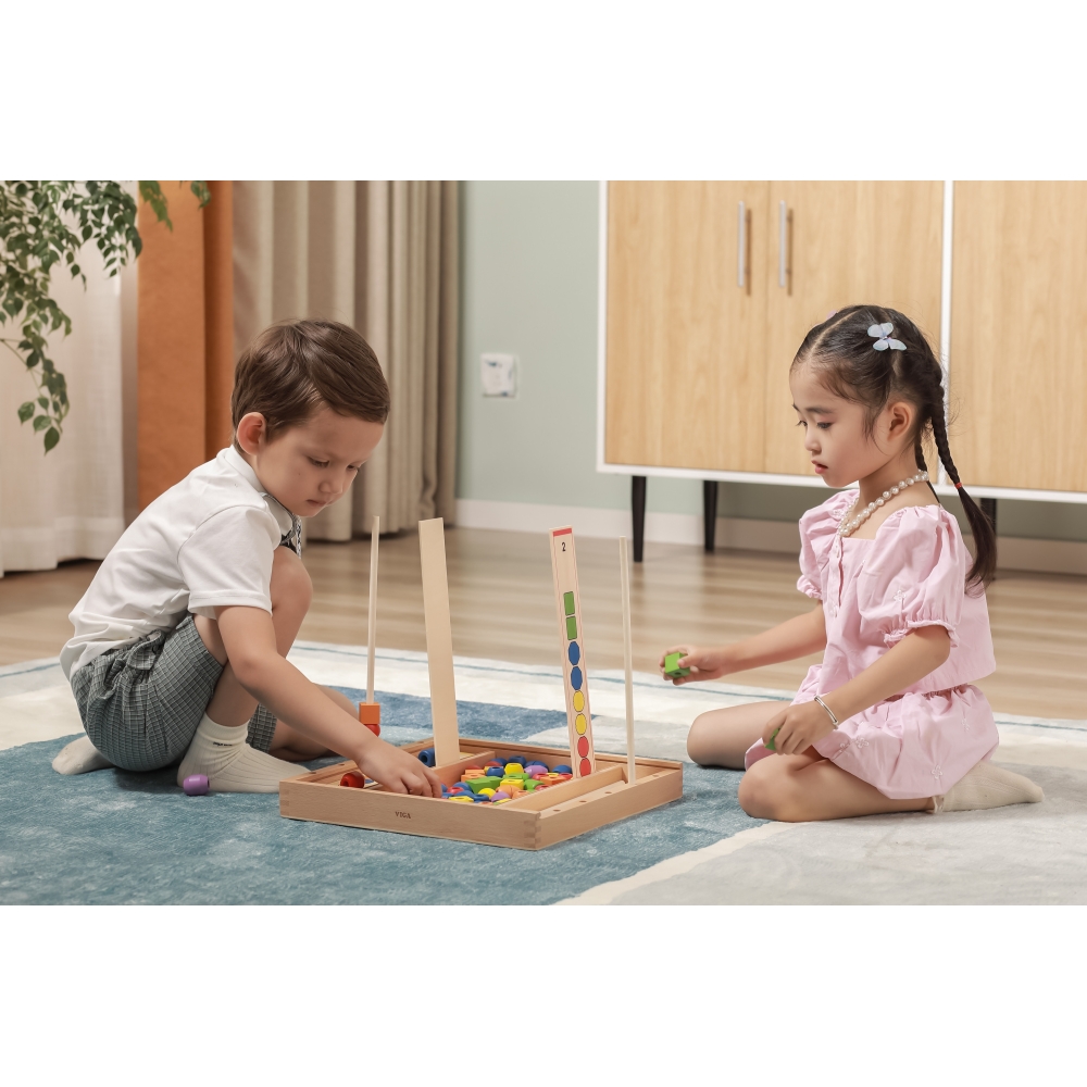 VIGA Wooden Educational Game Logical Beads 104 Pieces Montessori