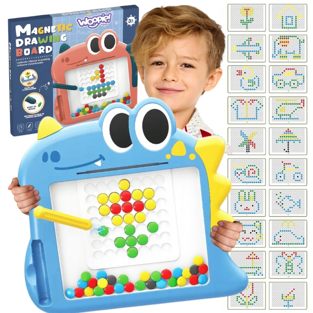 Magnetinė dėlionės lenta WOOPIE Montessori MagPad Dinozauras, mėlyna-Žaislai, Dėlionės, Magnetinės dėlionės-e-vaikas