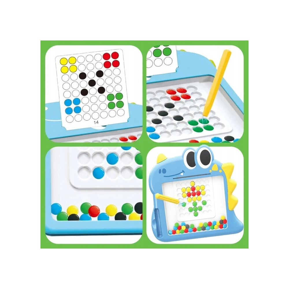 Magnetinė dėlionės lenta WOOPIE Montessori MagPad Dinozauras, mėlyna-Žaislai, Dėlionės, Magnetinės dėlionės-e-vaikas