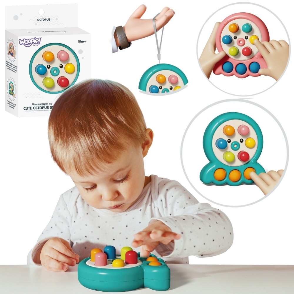 Arkadinis žaidimų pultas WOOPIE Mole String Octopus 2in1, žalias-Žaislai, Kūdikiams, Žaislai mažyliams (iki 4 m.