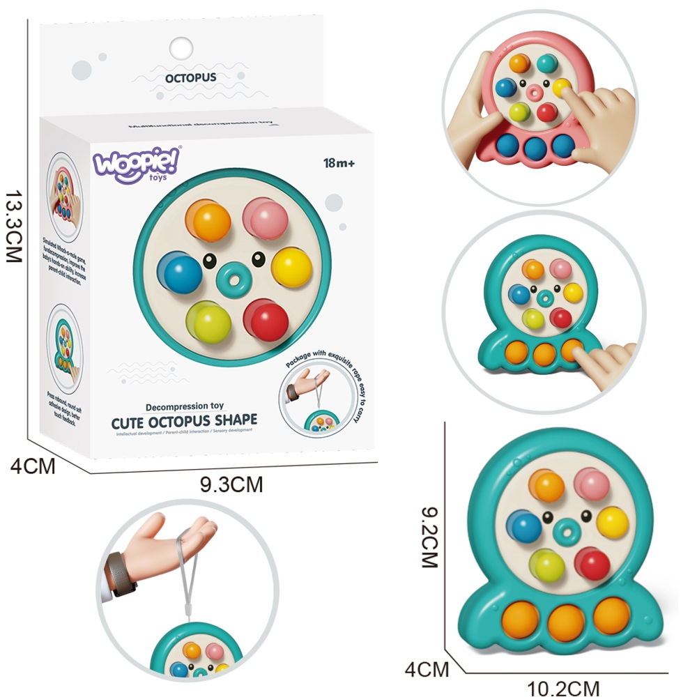 Arkadinis žaidimų pultas WOOPIE Mole String Octopus 2in1, žalias-Žaislai, Kūdikiams, Žaislai mažyliams (iki 4 m.