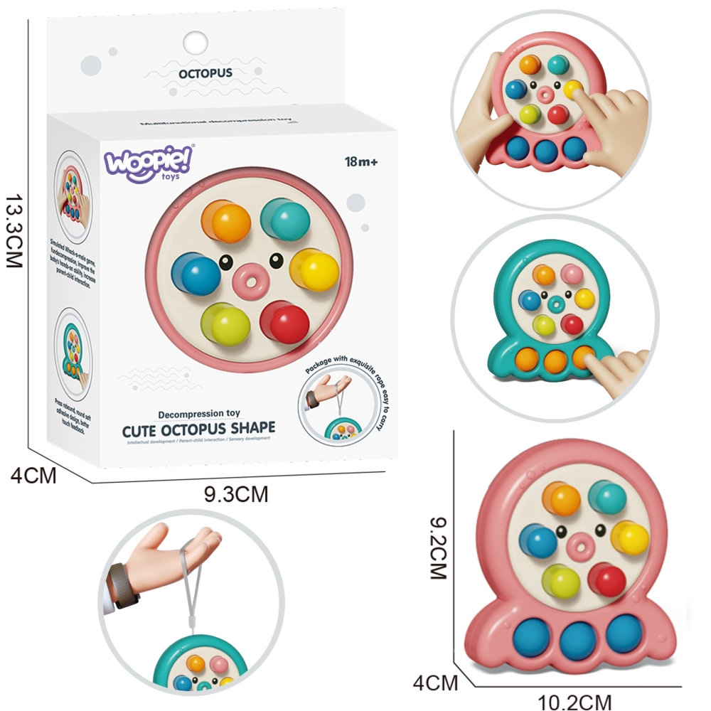 Arkadinis žaidimas WOOPIE Mole String Octopus 2-in-1, rožinis-Žaislai, Kūdikiams, Žaislai mažyliams (iki 4 m.