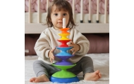 Spalvoto bokšto edukacinė piramidės dėlionė WOOPIE BABY 18m+