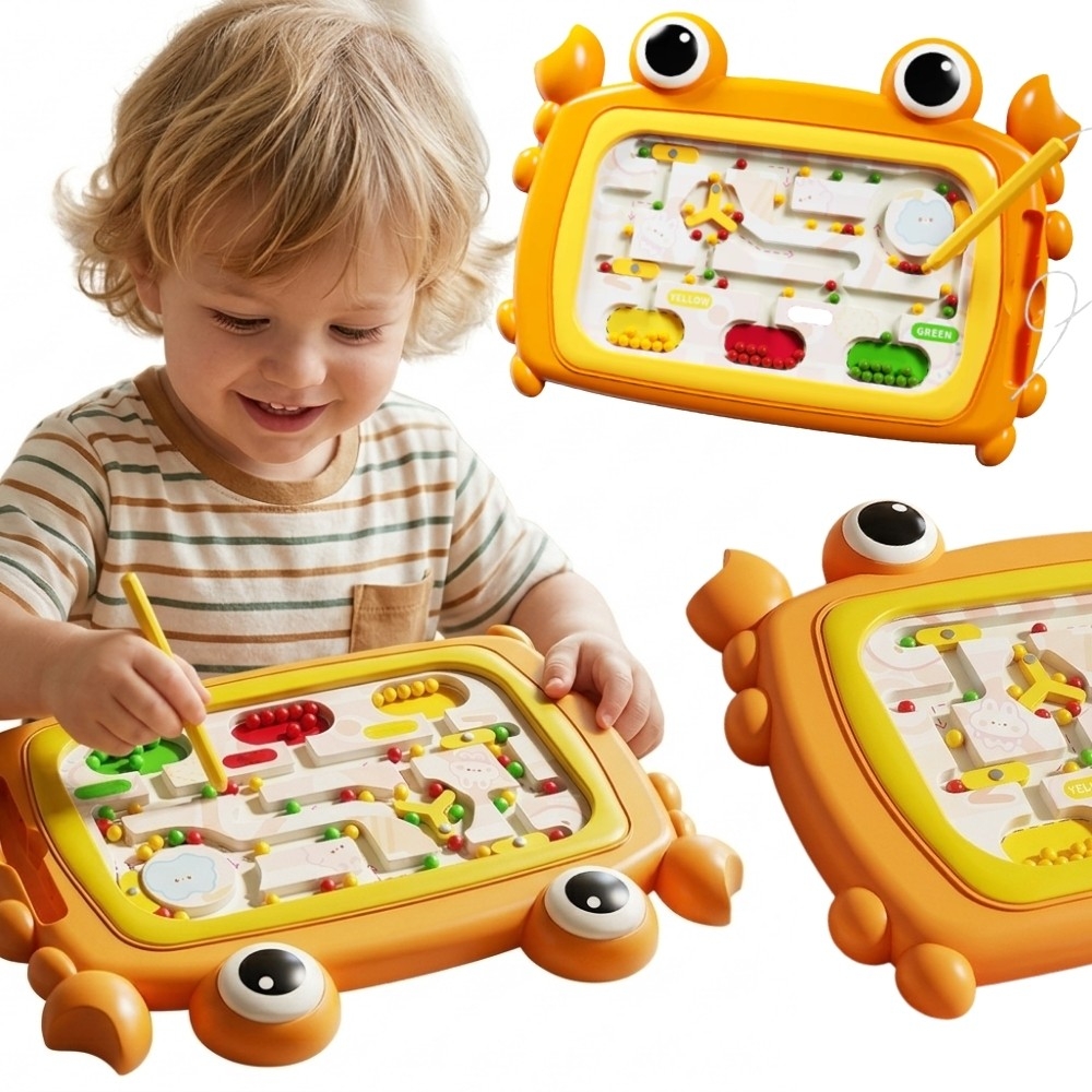 Magnetinė lenta WOOPIE Montessori Krabų labirintas, oranžinė-Žaislai, Dėlionės, Magnetinės dėlionės-e-vaikas