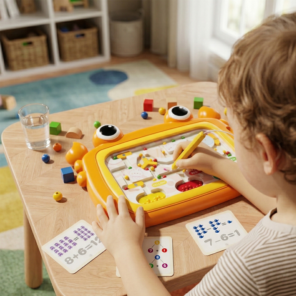 Magnetinė lenta WOOPIE Montessori Krabų labirintas, oranžinė-Žaislai, Dėlionės, Magnetinės dėlionės-e-vaikas