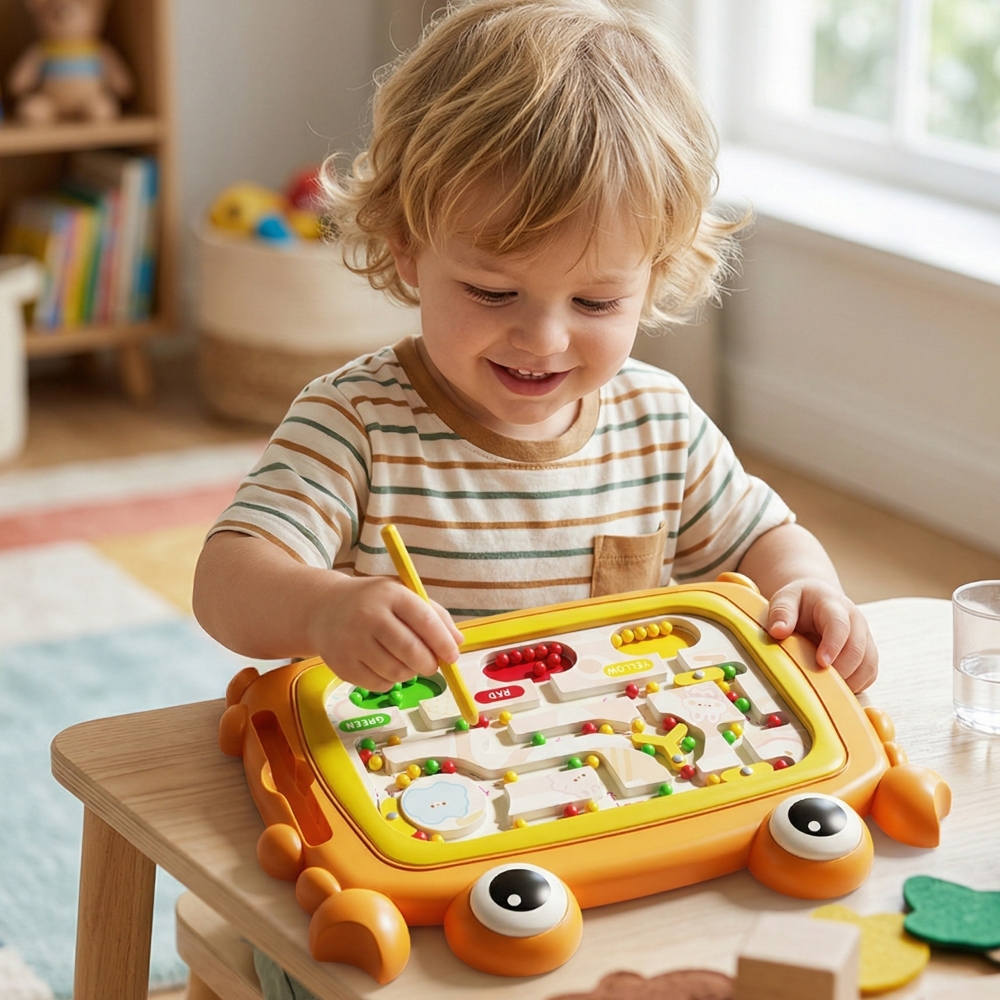 Magnetinė lenta WOOPIE Montessori Krabų labirintas, oranžinė-Žaislai, Dėlionės, Magnetinės dėlionės-e-vaikas