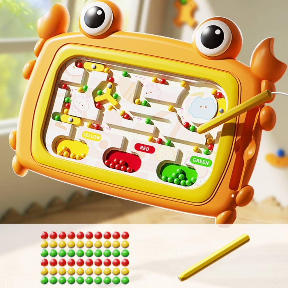 Magnetinė lenta WOOPIE Montessori Krabų labirintas, oranžinė-Žaislai, Dėlionės, Magnetinės dėlionės-e-vaikas