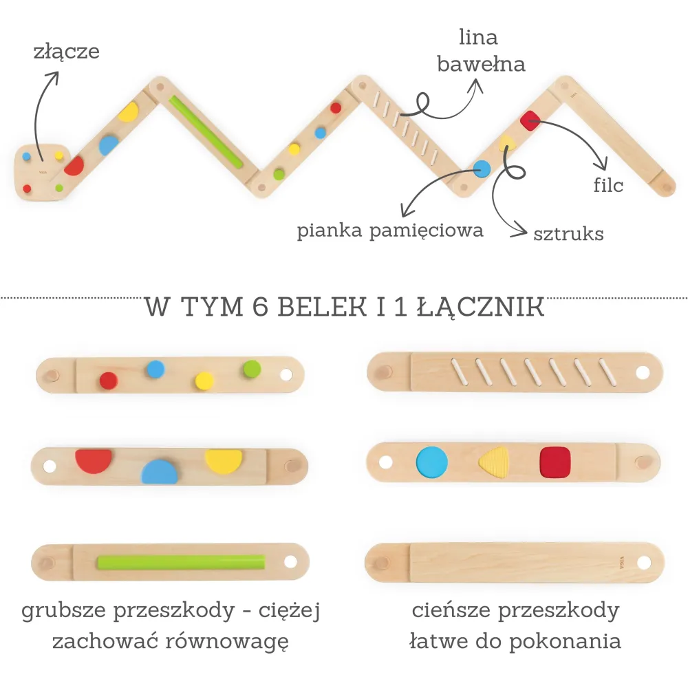 Medinis modulinis sensorinis pusiausvyros takelis VIGA-Žaislai, Lauko žaislai, Lauko žaidimai ir sporto prekės, Žaidimai, sporto