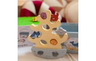TOOKY TOY Drewniany Zestaw Morskich Zabawek Wieża Balansująca Łowienie Ryb Figurki 23 Elementy