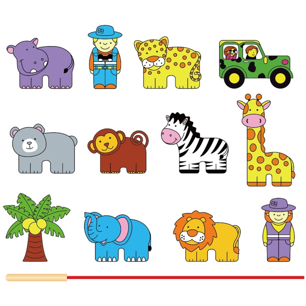 Medinė vėrimo dėlionė VIGA Safari Zoo Blocks-Žaislai, Kūdikiams, Žaislai mažyliams (iki 4 m.