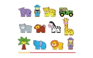VIGA Drewniana Nawlekanka Przeplatanka Klocki Safari ZOO