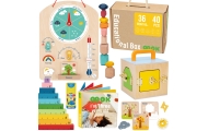 Tooky Toy Edukacyjne Pudełko Montessori Układanka Liczydło Tablica Pogody 6w1 od 3 Lat