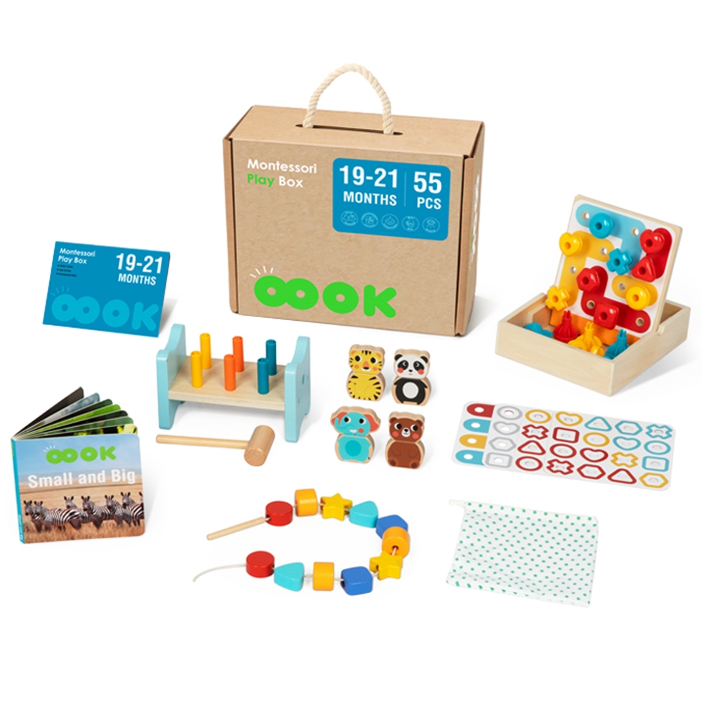 ŽAISLIUKŲ ŽAIDINIŲ DĖŽUTĖ XXL Montessori mokomoji 7in1 sensorinė 19-21 mėn.