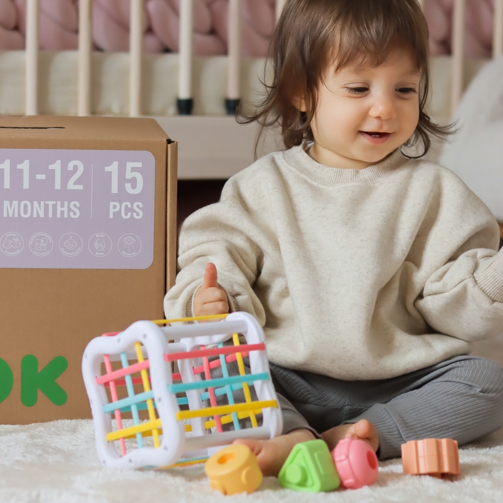 Sensorinis edukacinis rinkinys WOOPIE GREEN Box 5in1 Montessori ugdymo dėžutė 11-12M FSC-Dovanoms, Žaislai, Kūdikiams, Žaislai m