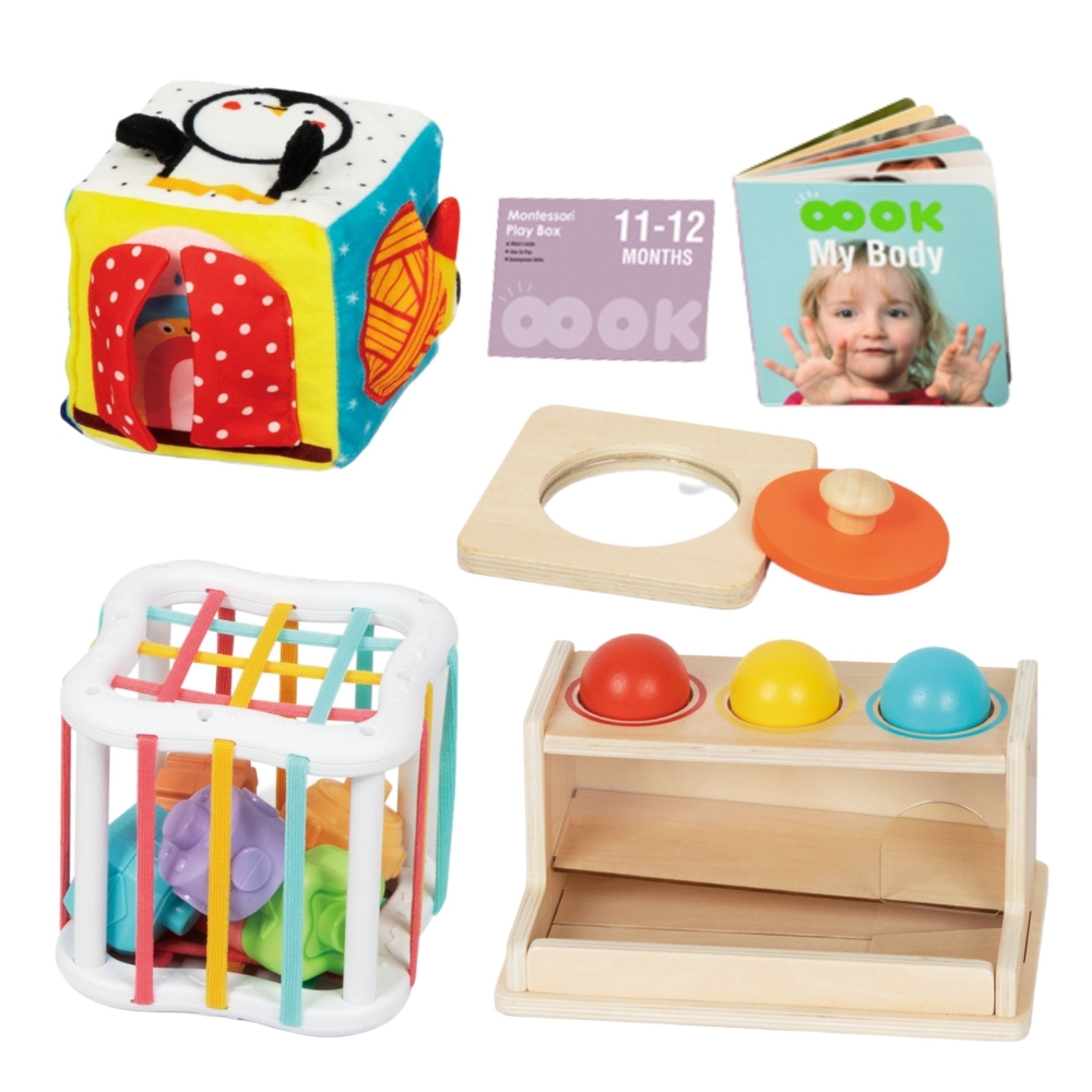 Sensorinis edukacinis rinkinys WOOPIE GREEN Box 5in1 Montessori ugdymo dėžutė 11-12M FSC-Dovanoms, Žaislai, Kūdikiams, Žaislai m