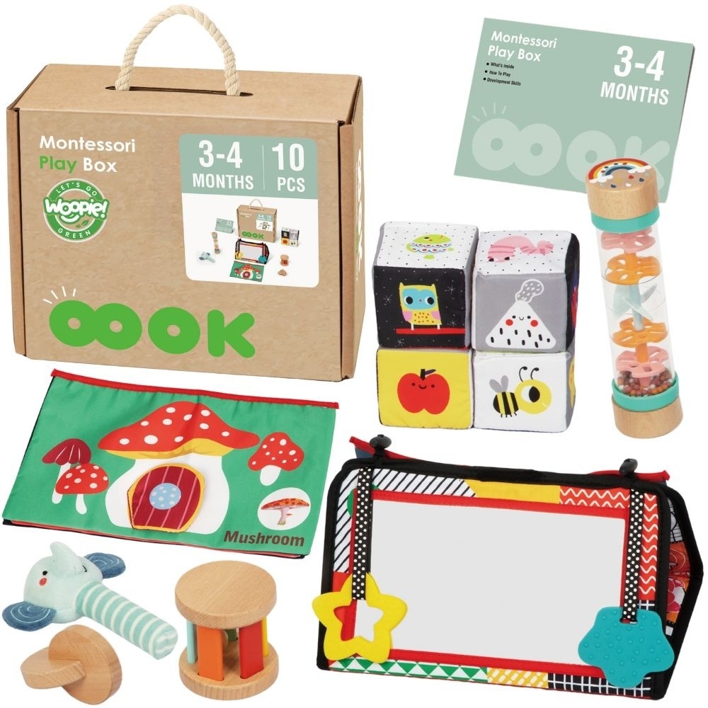 Sensorinis edukacinis rinkinys WOOPIE GREEN Box XXL Montessori 6in1 FSC-Dovanoms, Žaislai, Kūdikiams, Žaislai mažyliams (iki 4 m