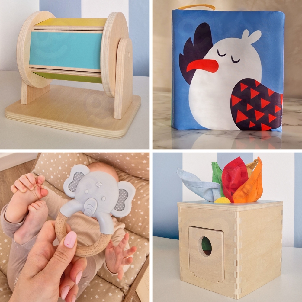 WOOPIE GREEN Box Pudełko XXL Montessori Edukacyjne 6w1 Sensoryczne 5-6 Miesięcy 13el. FSC