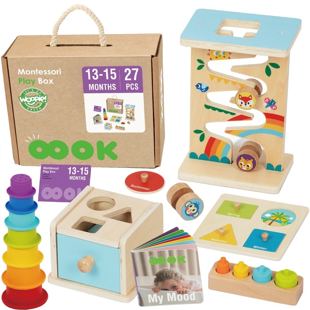 Edukacinė sensorinė dėžutė WOOPIE GREEN Box 6in1 13-15m Montessori FSC-Dovanoms, Žaislai, Kūdikiams, Žaislai mažyliams (iki 4 m.