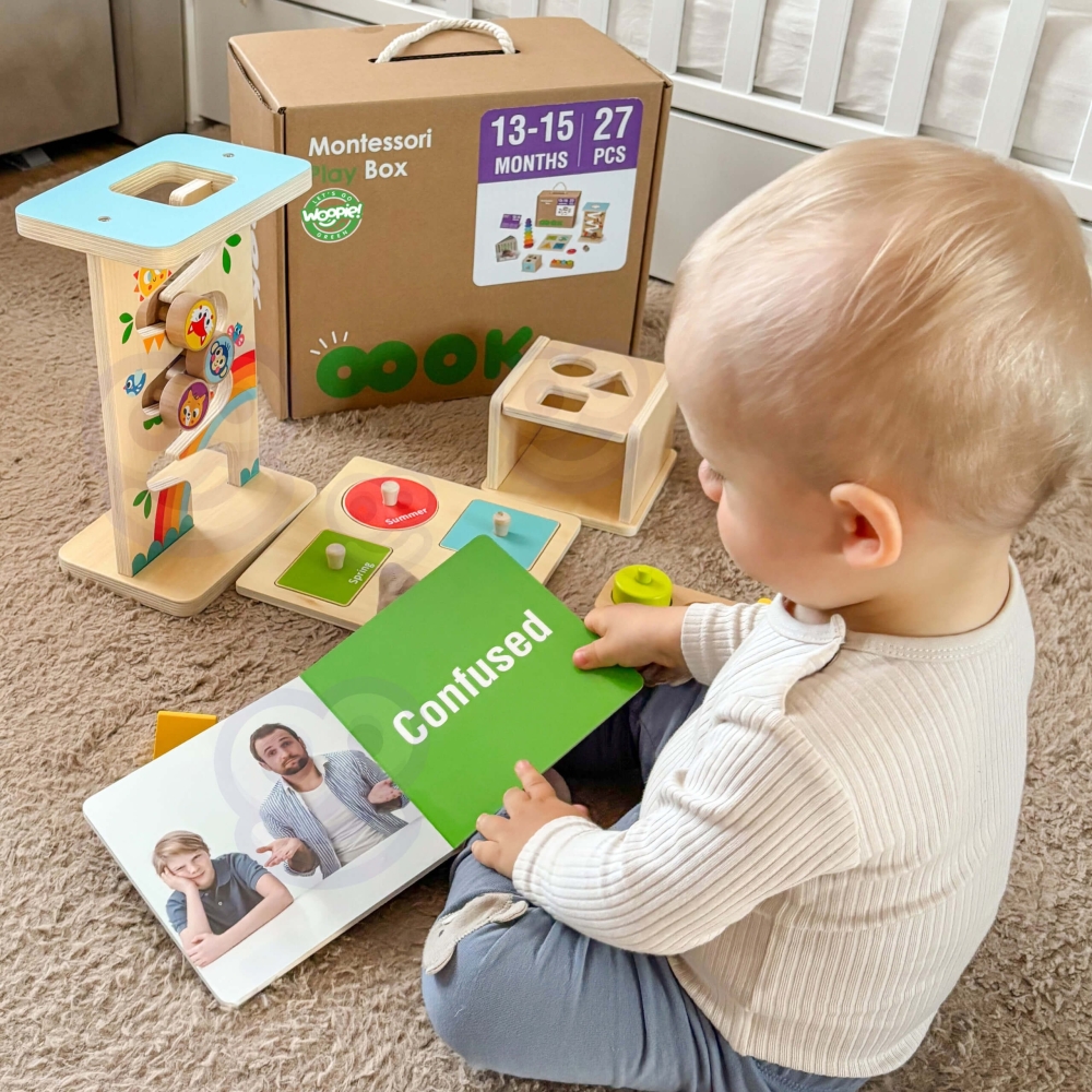 WOOPIE GREEN Pudełko Box 6w1 13-15m Montessori Edukacyjne Sensoryczne FSC