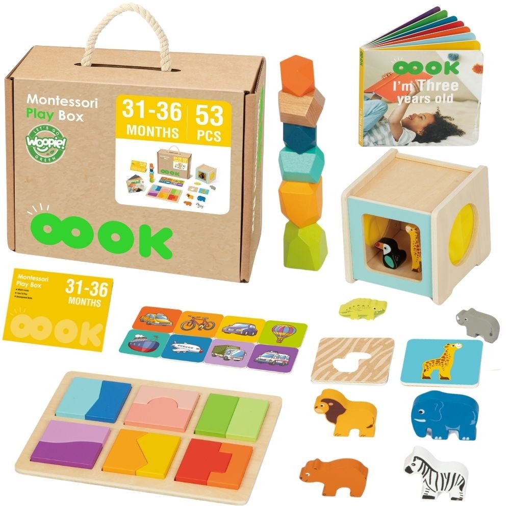 Edukacinė 7in1 sensorinė dėžutė WOOPIE GREEN Box XXL Montessori 31-36 mėn. FSC-Dovanoms, Žaislai, Kūdikiams, Žaislai mažyliams (