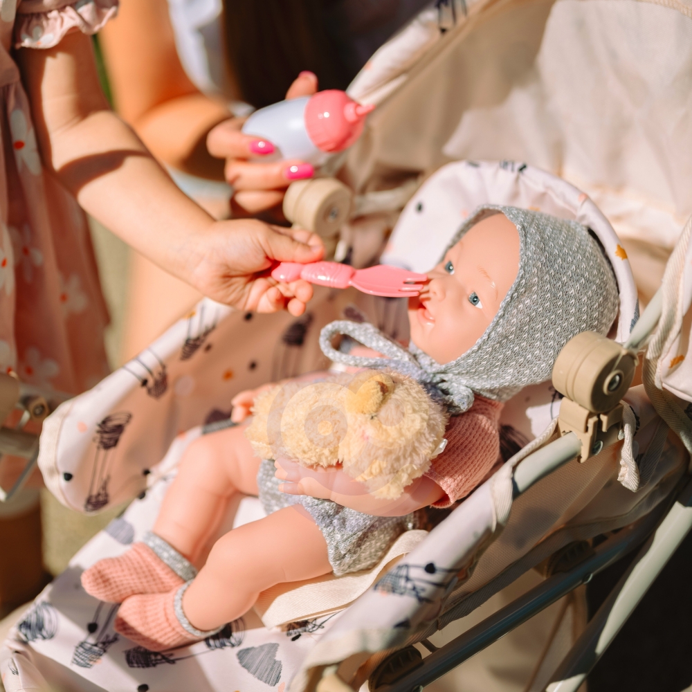 WOOPIE ROYAL Lalka Bobas 36 cm w Ubranku z Misiem Akcesoria do Karmienia 