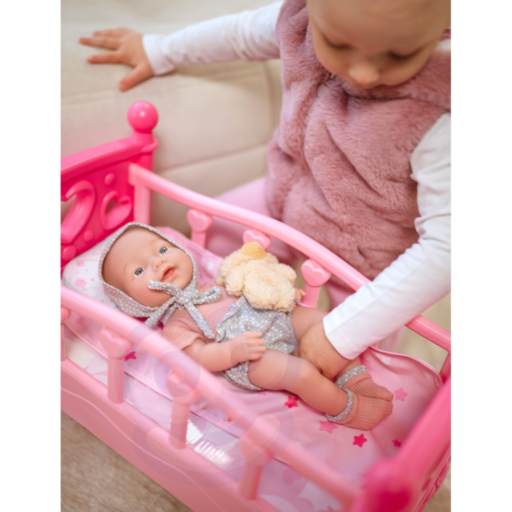 WOOPIE ROYAL Kūdikio lėlė 36 cm su drabužiais ir meškiuku Maitinimo priedai