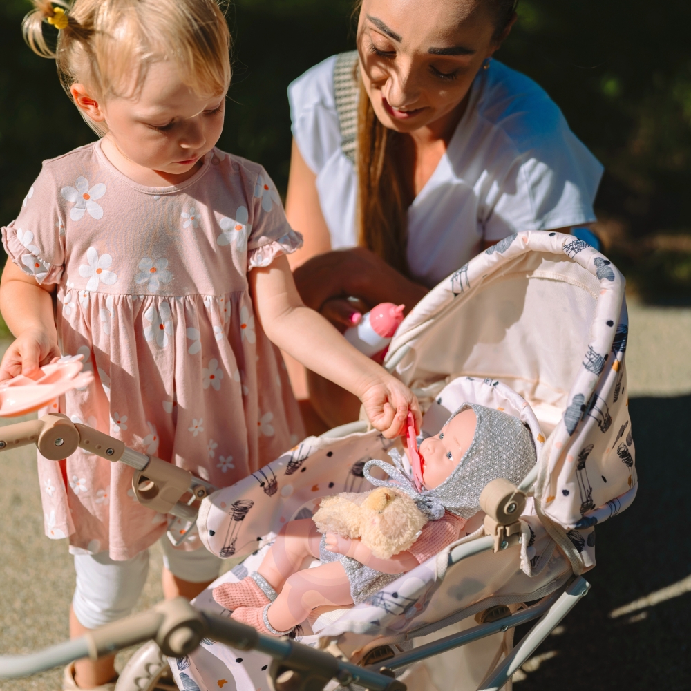 WOOPIE ROYAL Kūdikio lėlė 36 cm su drabužiais ir meškiuku Maitinimo priedai
