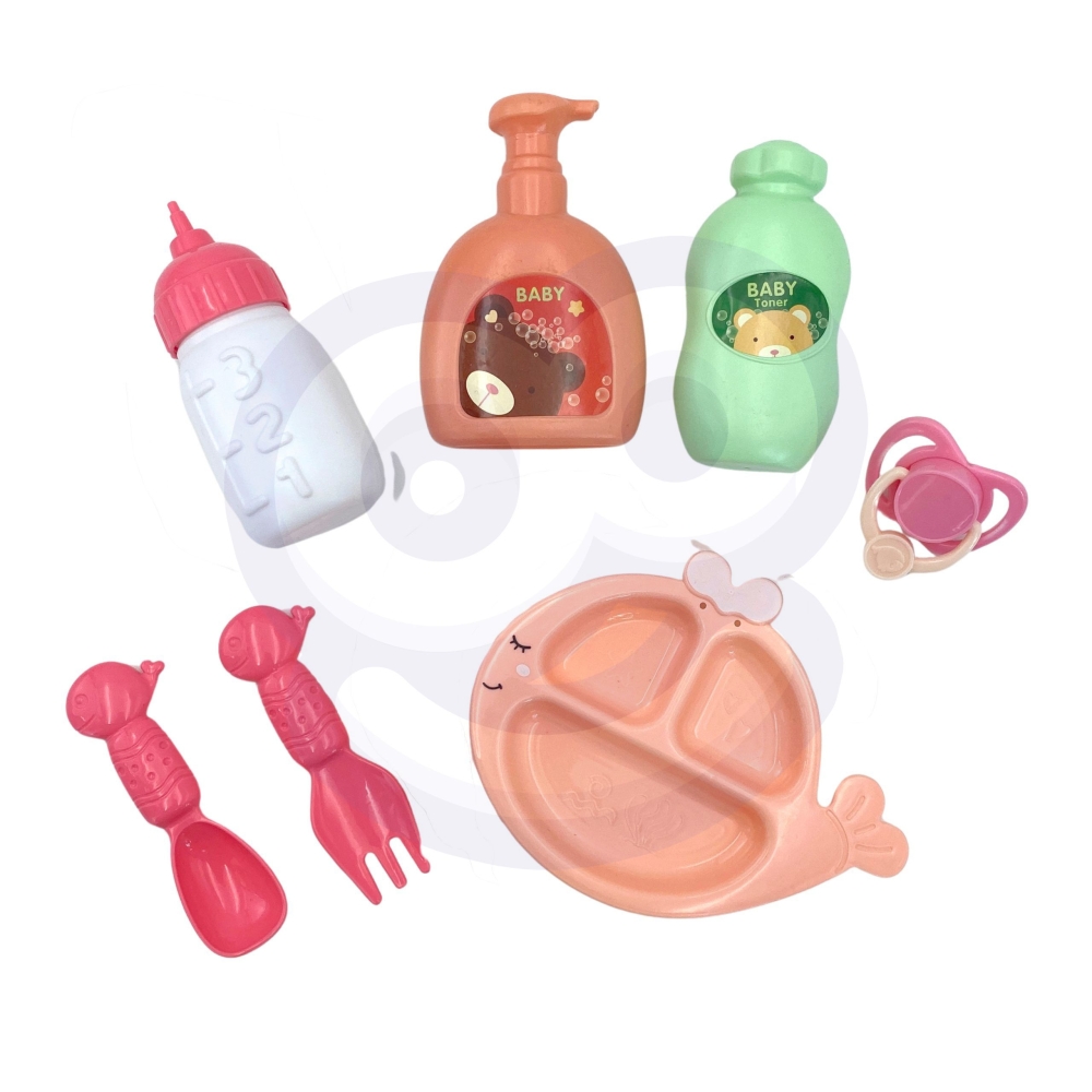 WOOPIE ROYAL Kūdikio lėlė 36 cm su drabužiais ir meškiuku Maitinimo priedai