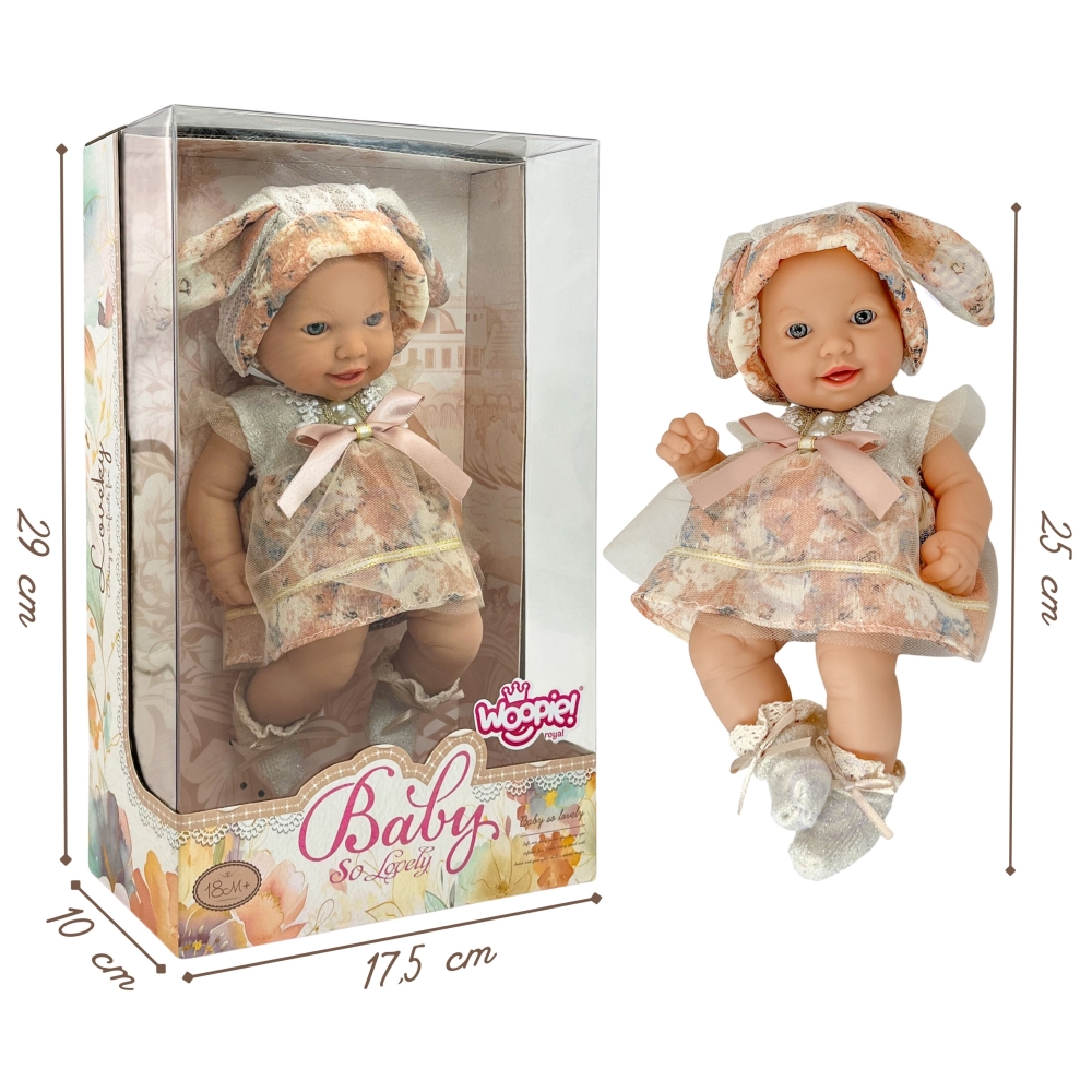 Lėlė kūdikis WOOPIE ROYAL 24 cm su zuikio suknele ir kepuraite