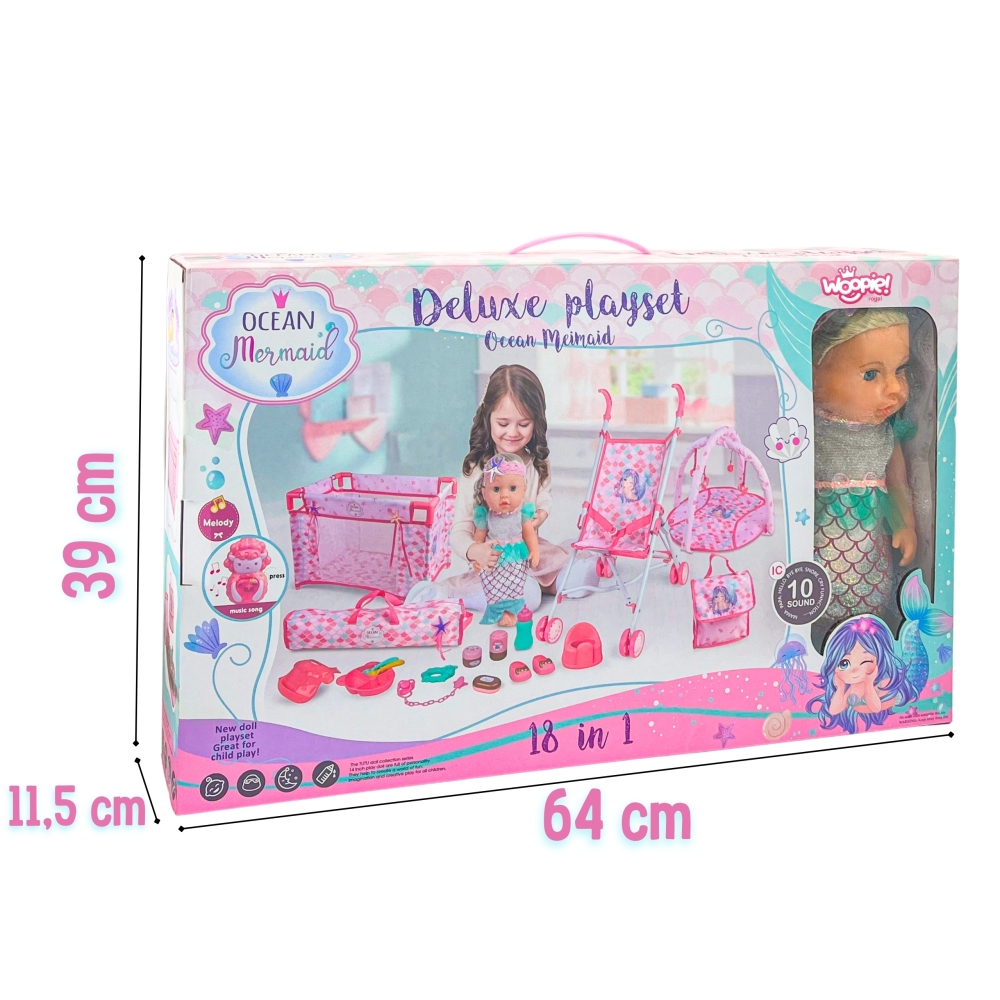 Lėlė kūdikis WOOPIE ROYAL 36 cm Interaktyvi undinėlė XXL 18in1-Žaislai, Lėlės ir jų priedai, Lėlės-e-vaikas