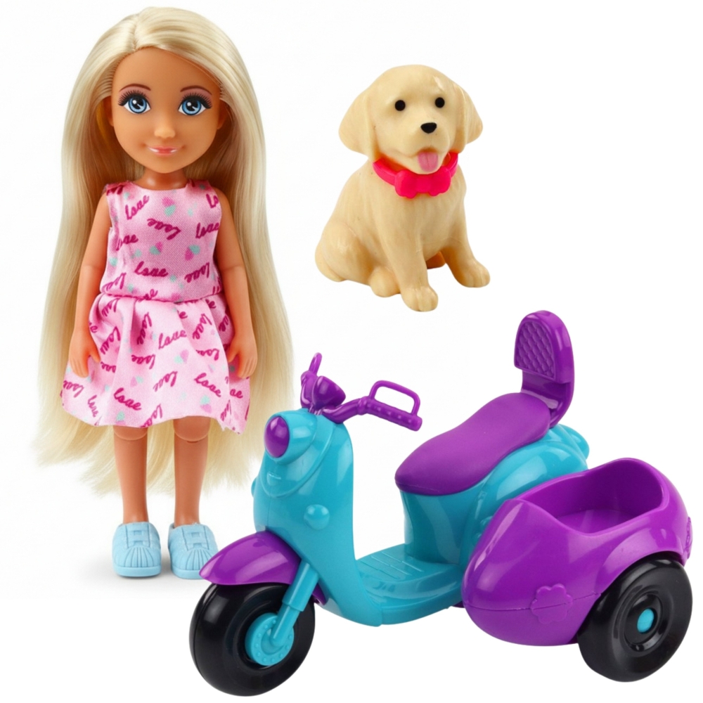 Lėlė su motoroleriu ir šuniuku WOOPIE ROYAL Scooter-Žaislai, Lėlės ir jų priedai, Lėlės-e-vaikas