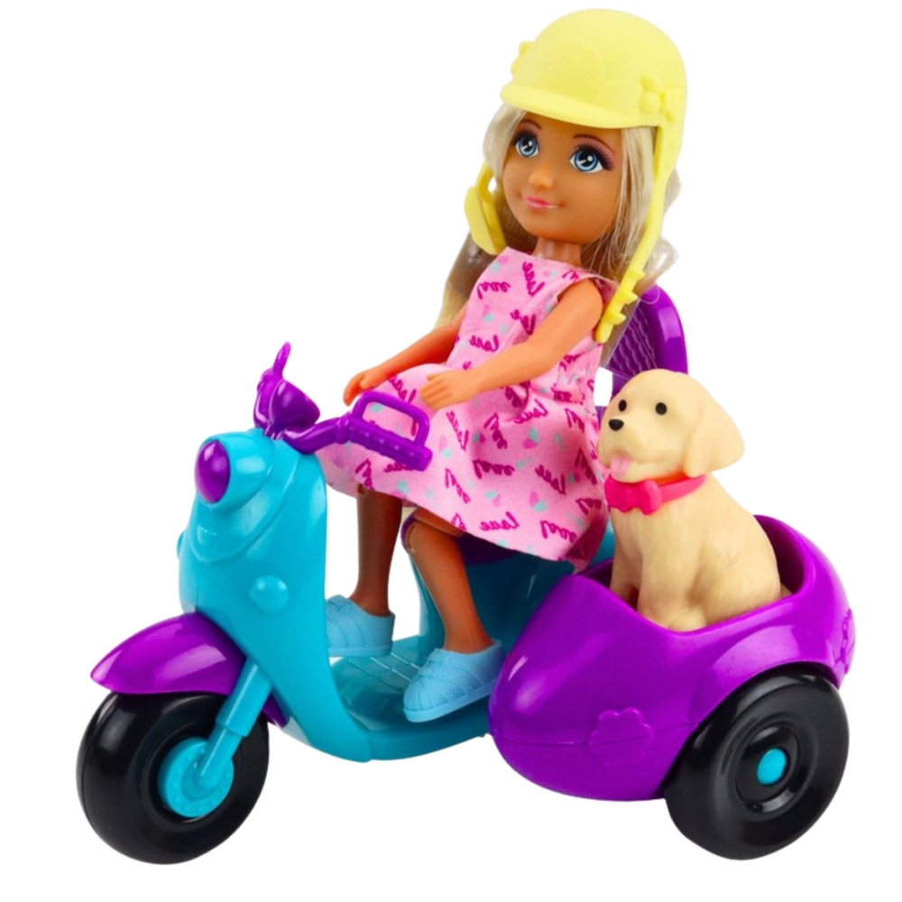 Lėlė su motoroleriu ir šuniuku WOOPIE ROYAL Scooter-Žaislai, Lėlės ir jų priedai, Lėlės-e-vaikas